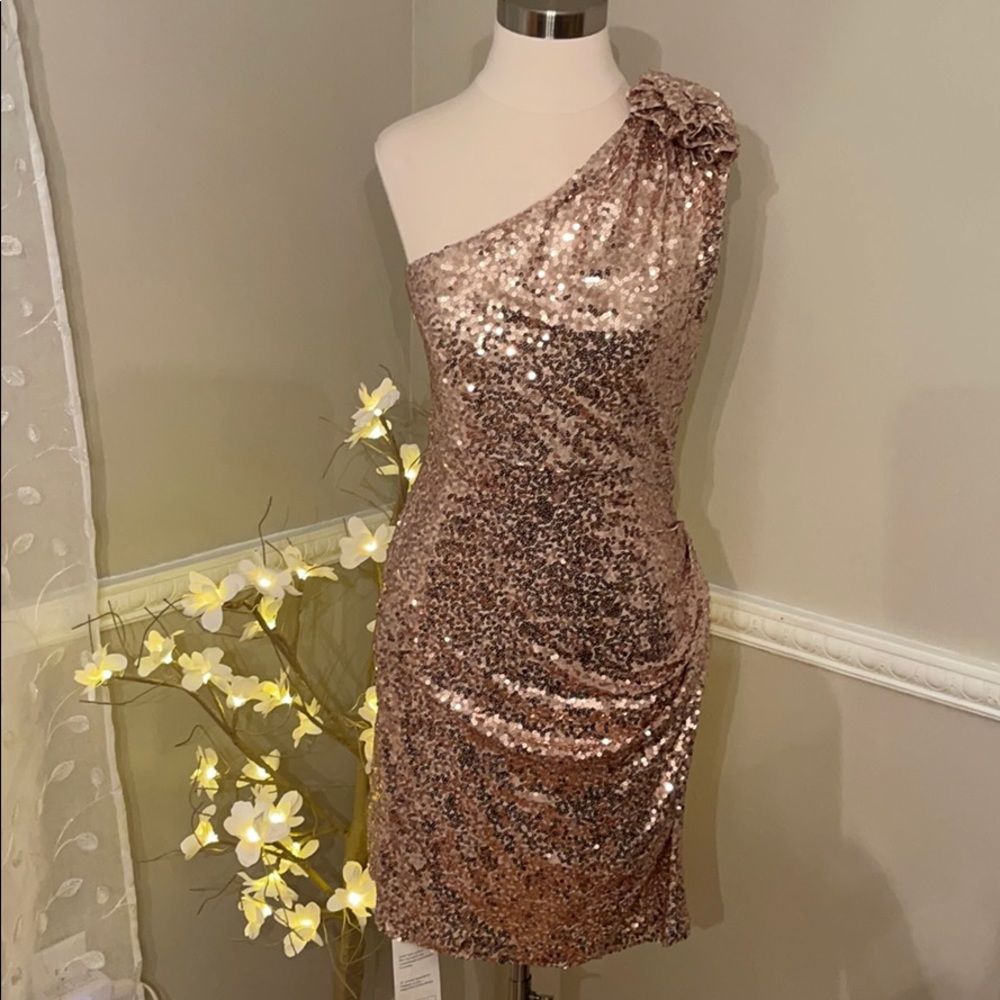 Mark & James Rose Gold Sequence Cocktail dress  M